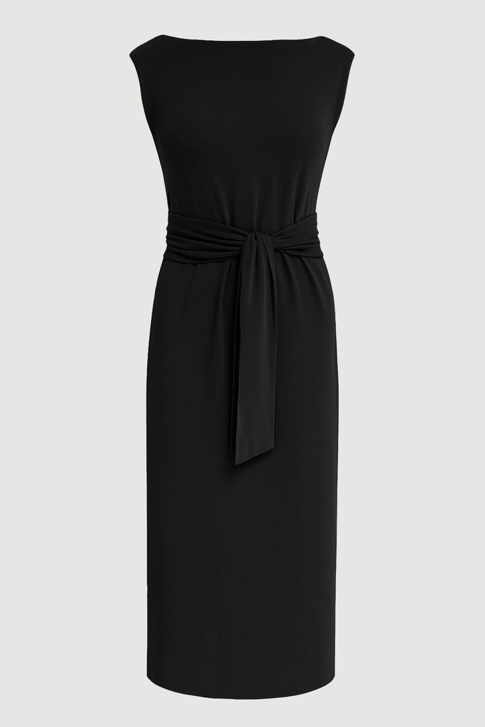 Renée | Edina Tie-Front Slit-Neck Dress in Size Extra Small - Flat