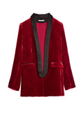 EDISON ROLL CUFF TUXEDO BLAZER - DEEP RUBY/BLACK