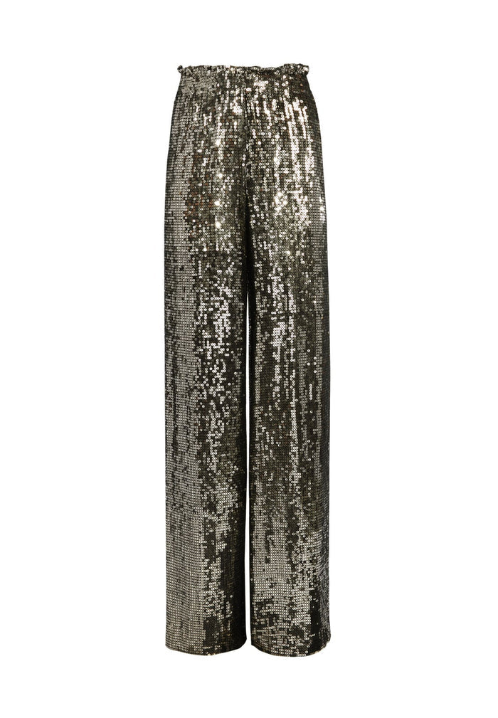 ELBA EMB FL LNGTH PAPRBAG PANT - BLACK / GUNMETAL