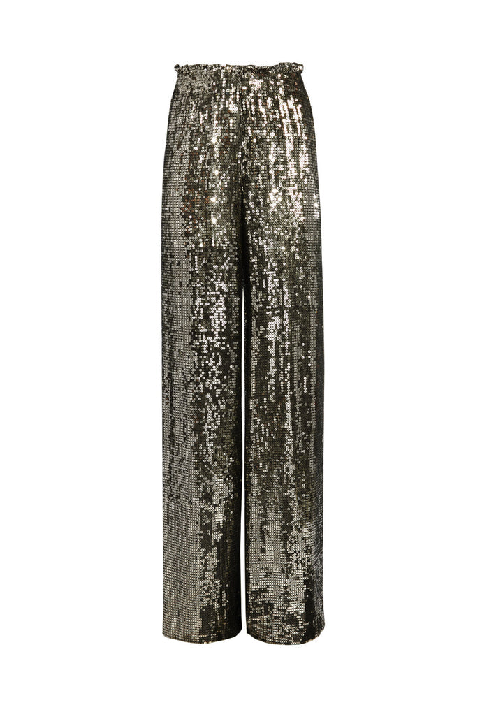 ELBA EMB FL LNGTH PAPRBAG PANT - BLACK / GUNMETAL