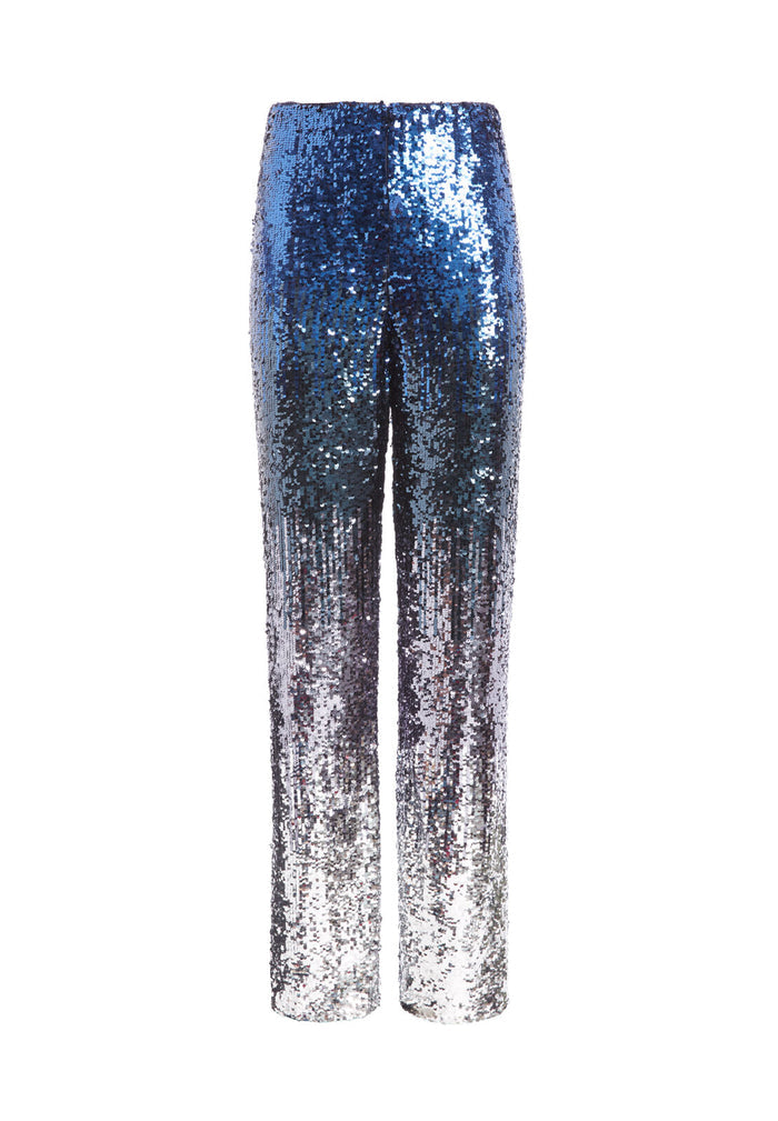 ELBA OMBRE SEQUIN WIDE LEG PANT - AZURE/MULTI