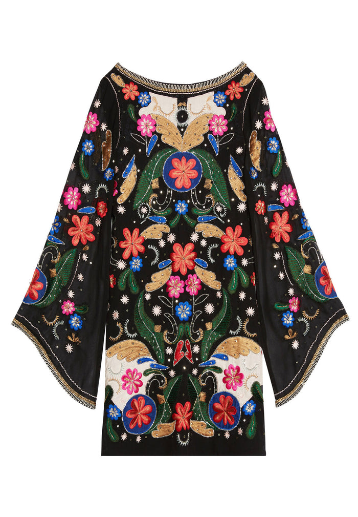 ELEONORA EMB POET SLV FLR DRS - BLACK/MULTI