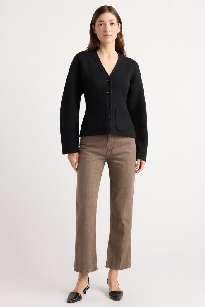 Renée | Elinor Organic Cotton Wool V-Neck Cardigan in Size Small