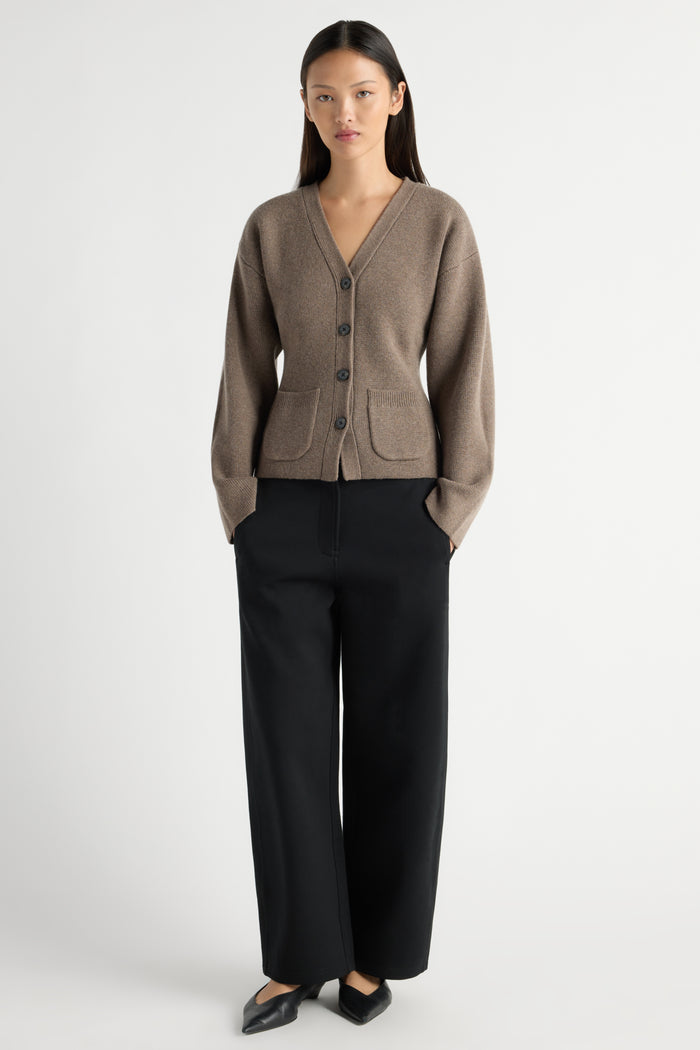 May-Li | Elinor Organic Cotton-Wool V-Neck Cardigan in Size Small