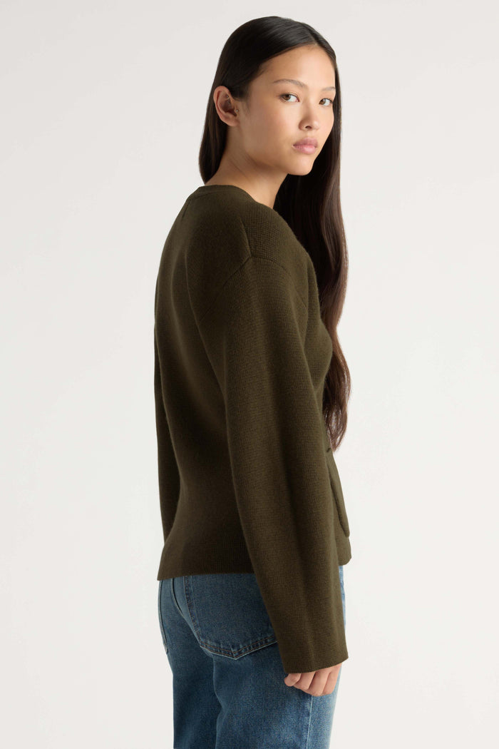 May-Li | Elinor Organic Cotton-Wool V-Neck Cardigan in Size Small