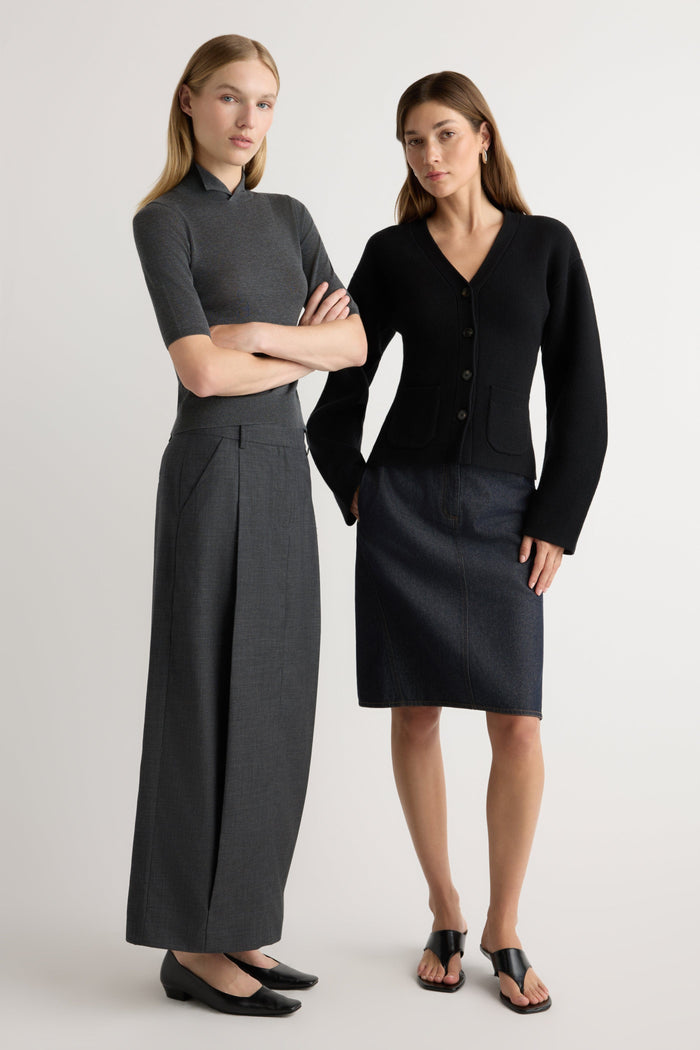Renée | Johanna Knee-Length Denim Skirt in Size Extra Small