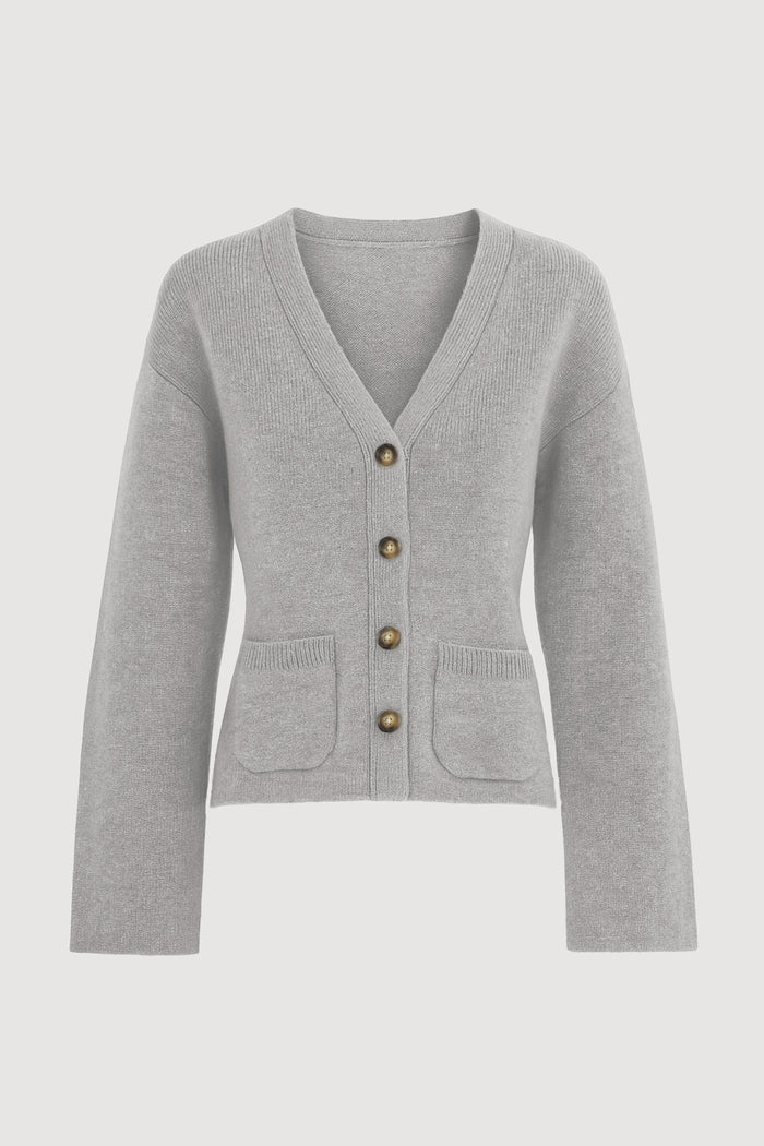 Shelby | Elinor Organic Cotton-Wool V-Neck Cardigan in Size Small - Flat