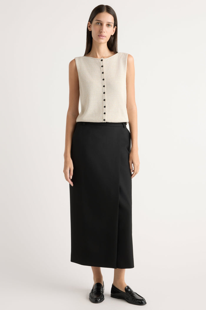 Karolina | Elith Cotton-Linen Button Knit Vest in Size Extra Small