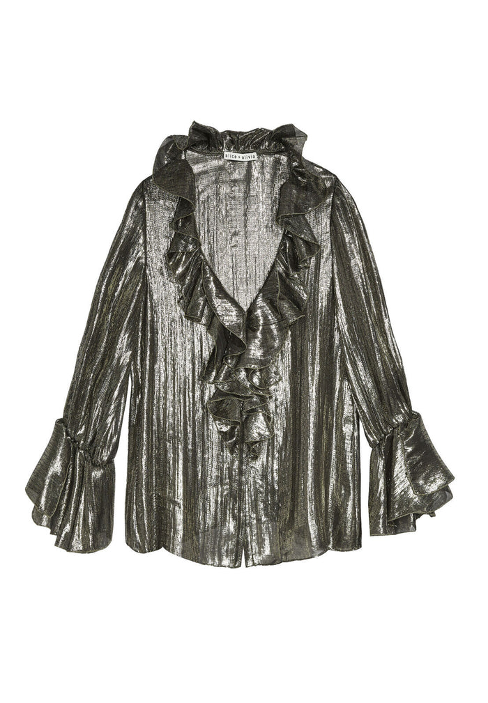 ELLIOT LS RUFFLE BLOUSE - GOLD/BLACK