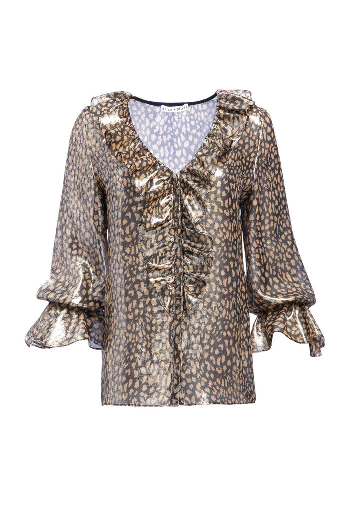 ELLIOT RUFFLE BLOUSE - BLACK/SILVER/GOLD