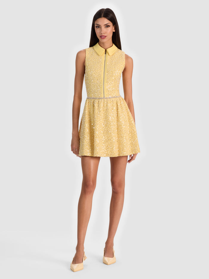 ELLIS EMBELLISHED MINI DRESS - BUTTER