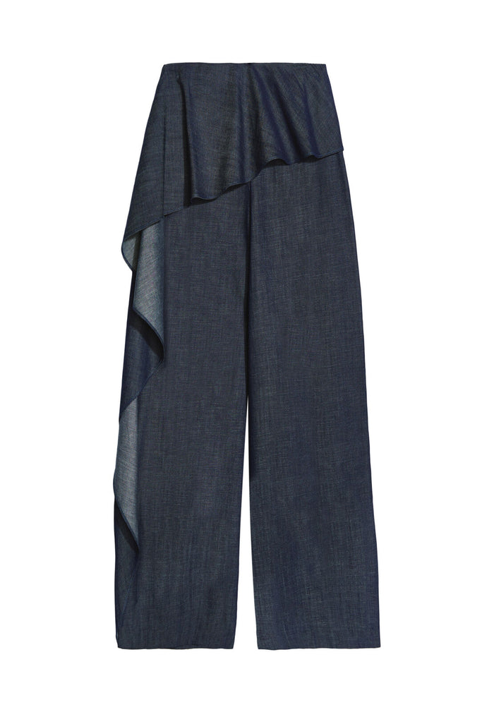 ELVIRA CROPPED RUFFLE PANT - DENIM