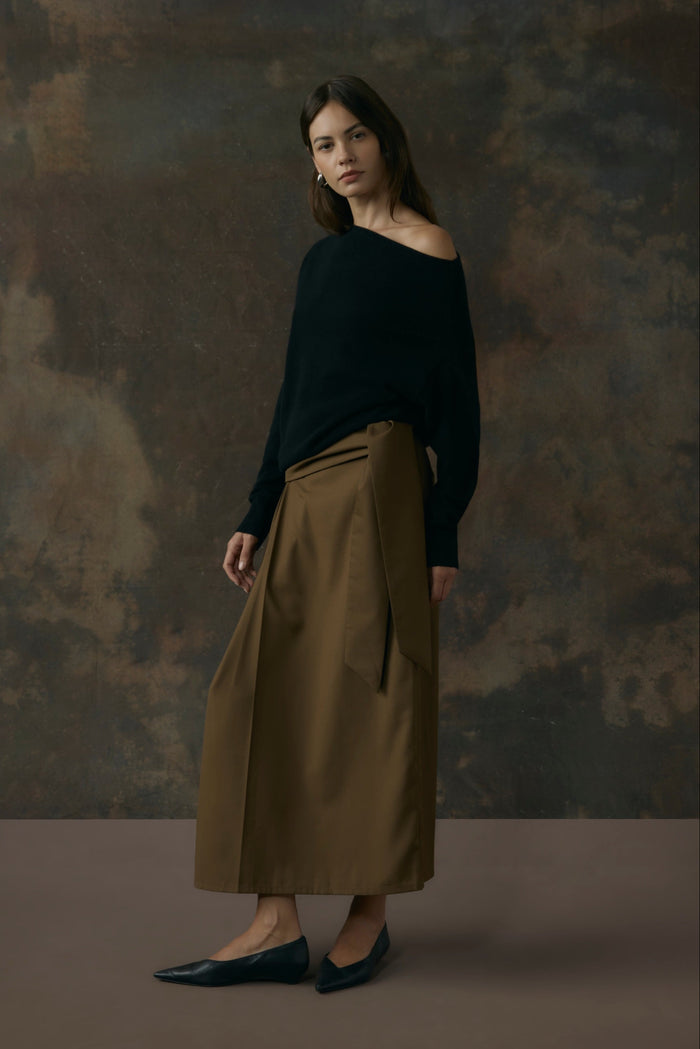 Beate | Elvira Tie-Waist Suiting Skirt in Size Extra Small