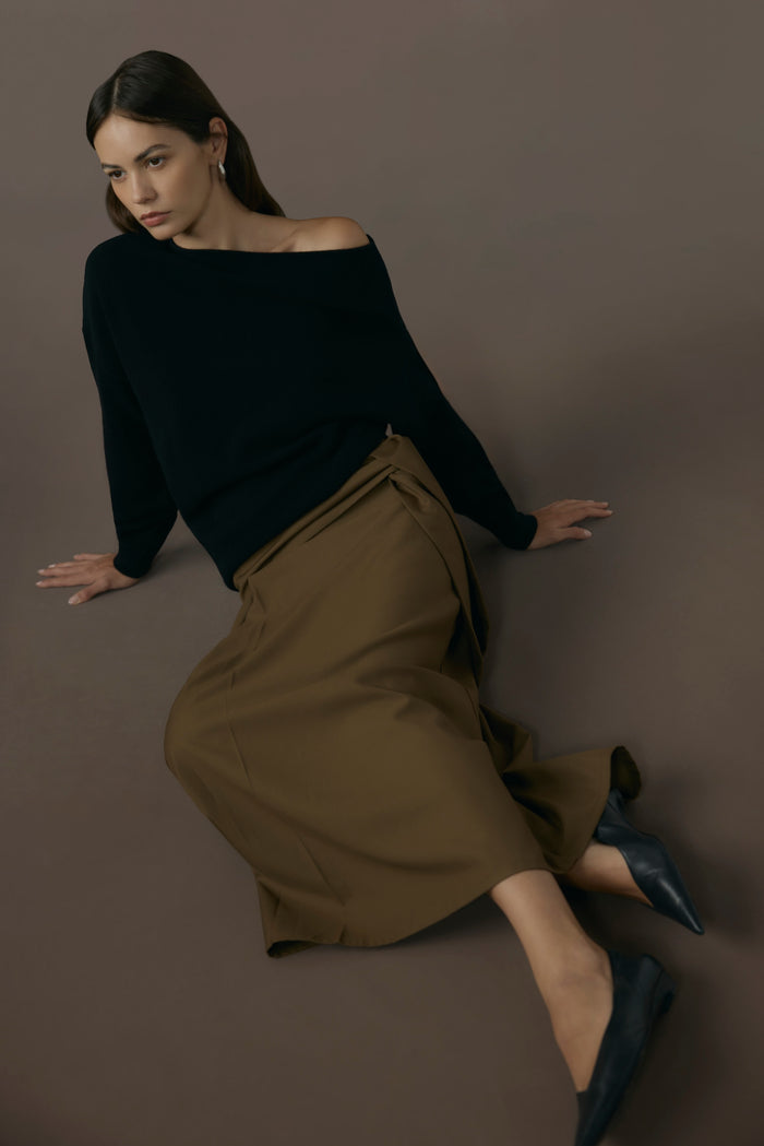 Beate | Elvira Tie-Waist Suiting Skirt in Size Extra Small