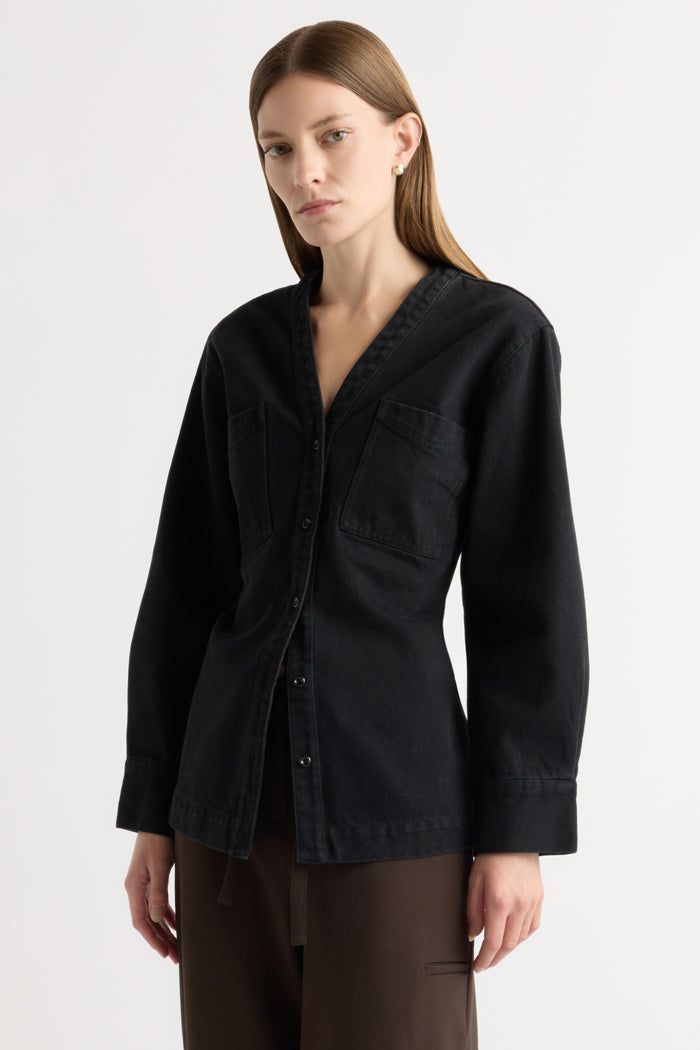 Marije | Emmett Structured-Sleeve Denim Jacket in Size Small