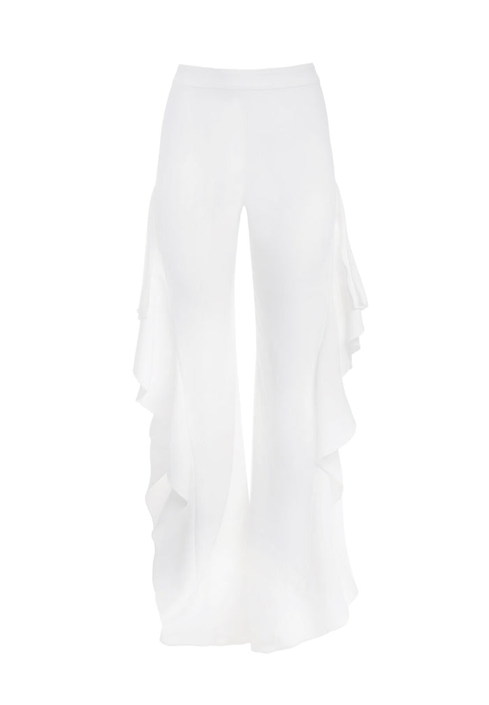 ESTELL RUFFLE SLIT PANT - OFF WHITE