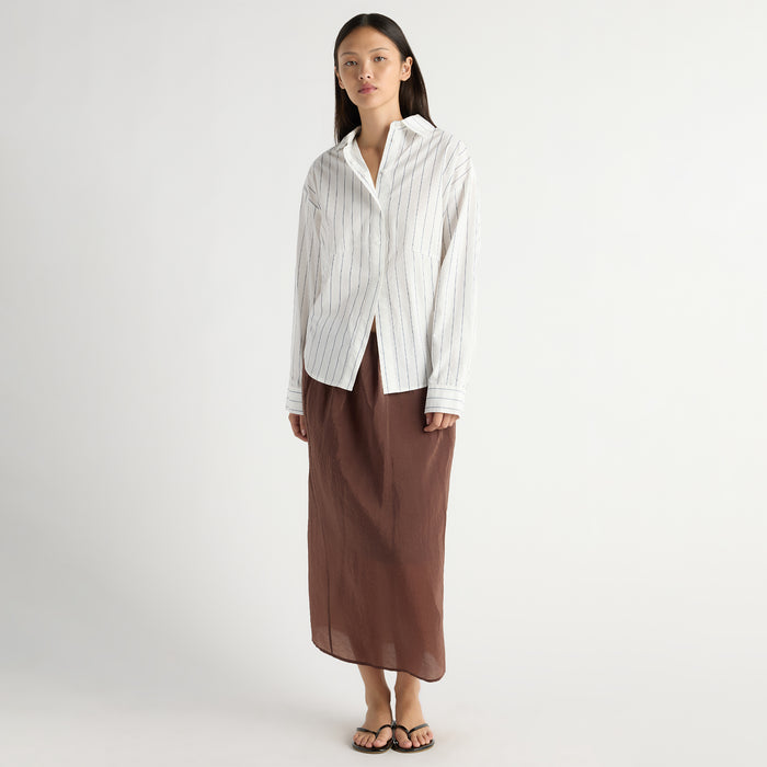 May-Li | Esther Semi-Sheer Satin Slip Skirt in Size Small
