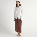 May-Li | Esther Semi-Sheer Satin Slip Skirt in Size Small