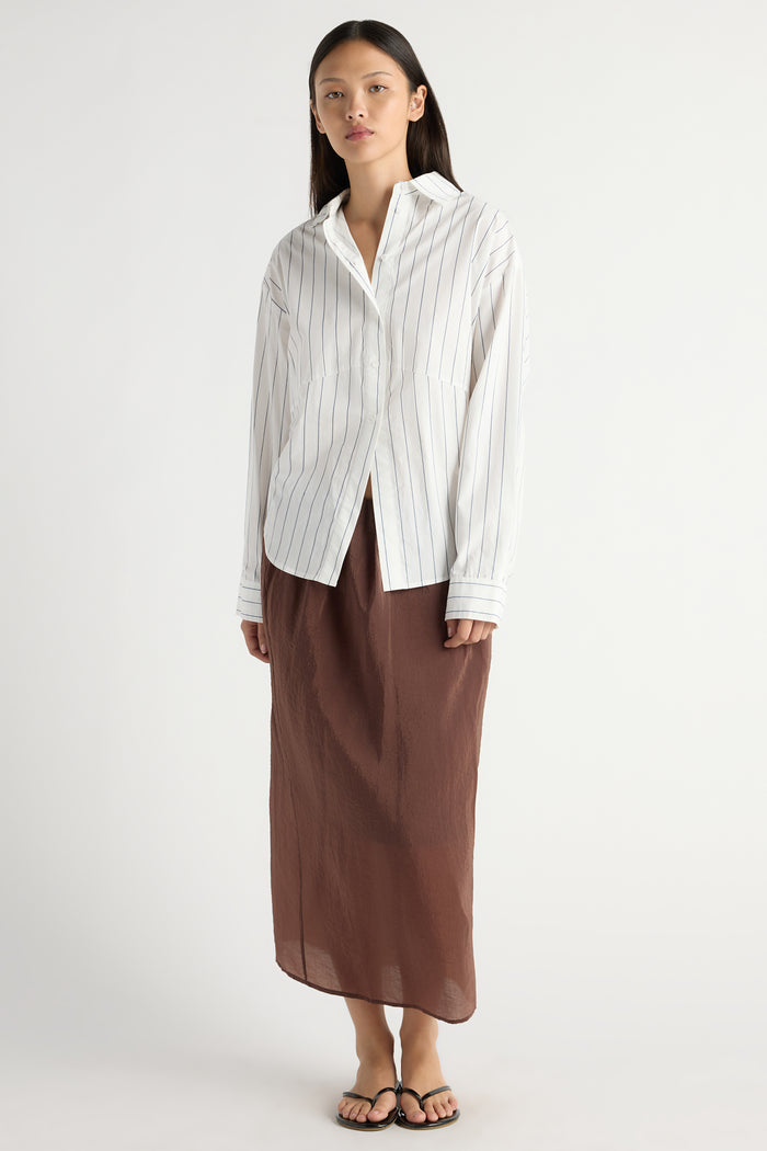 May-Li | Esther Semi-Sheer Satin Slip Skirt in Size Small