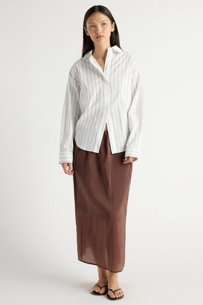 May-Li | Esther Semi-Sheer Satin Slip Skirt in Size Small