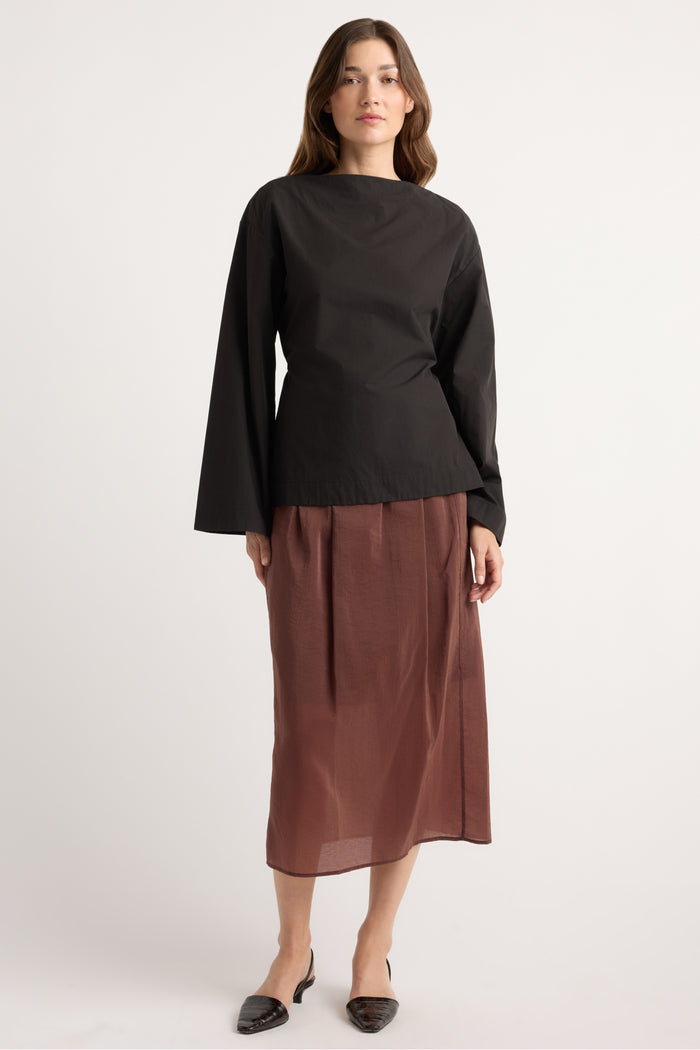 Renée | Esther Semi-Sheer Satin Slip Skirt in Size Small