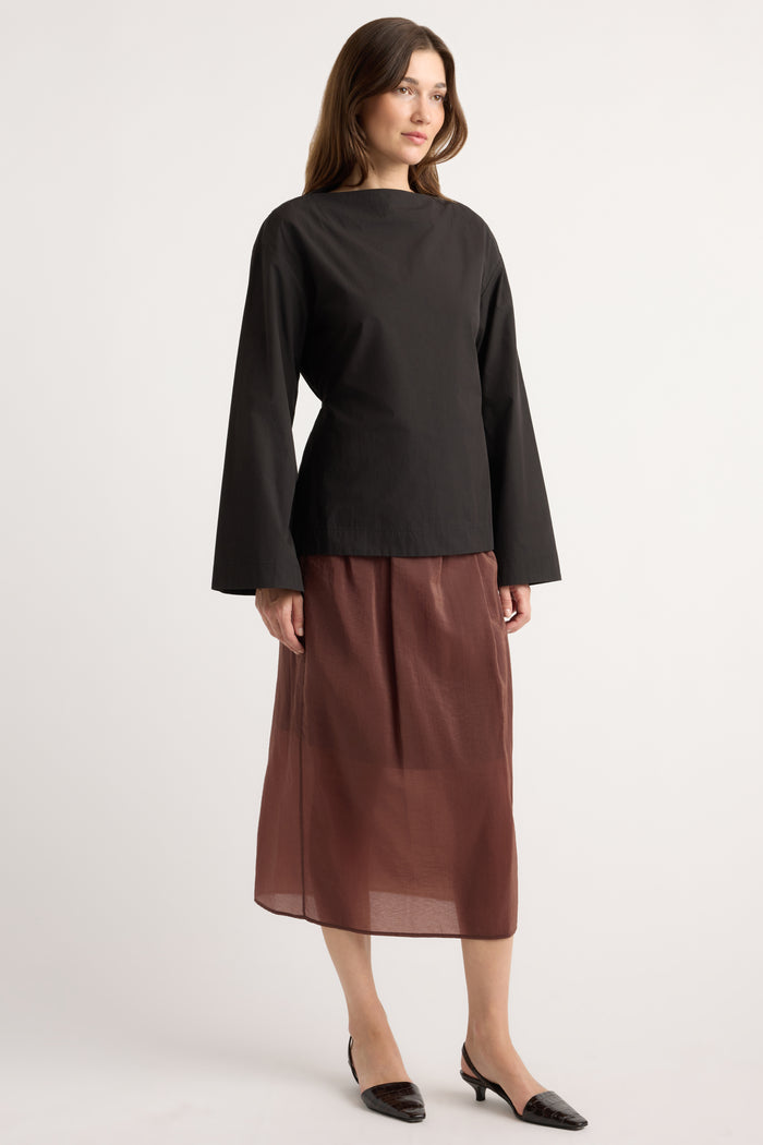 Renée | Esther Semi-Sheer Satin Slip Skirt in Size Small