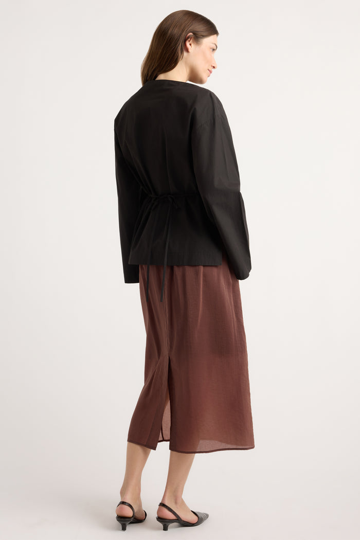 Renée | Esther Semi-Sheer Satin Slip Skirt in Size Small