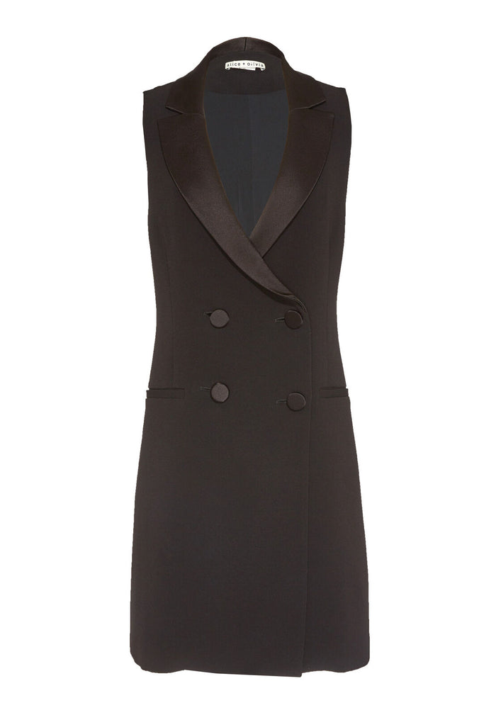 EVALYN TUXEDO DRESS - BLACK