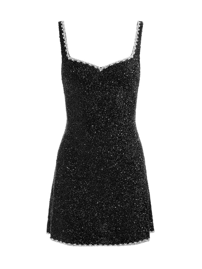EVE EMBELLISHED MINI DRESS - BLACK