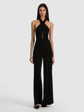 EVELINA HALTER JUMPSUIT - BLACK