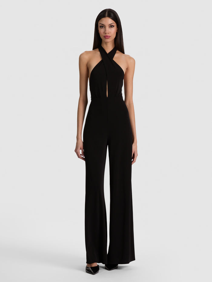 EVELINA HALTER JUMPSUIT - BLACK