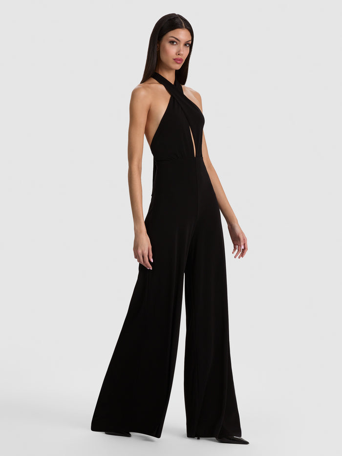EVELINA HALTER JUMPSUIT - BLACK