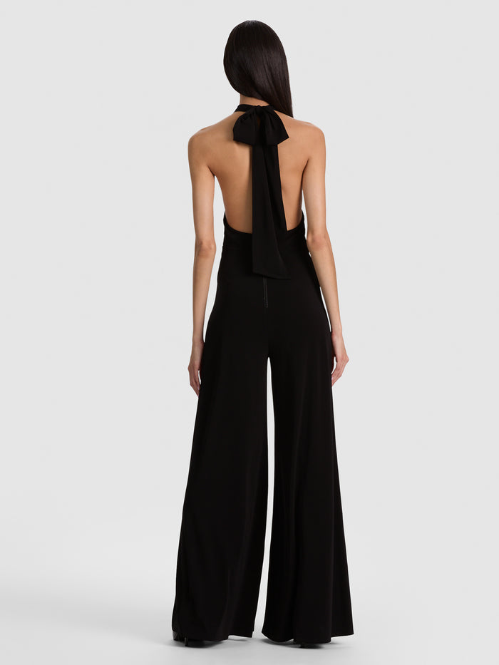 EVELINA HALTER JUMPSUIT - BLACK