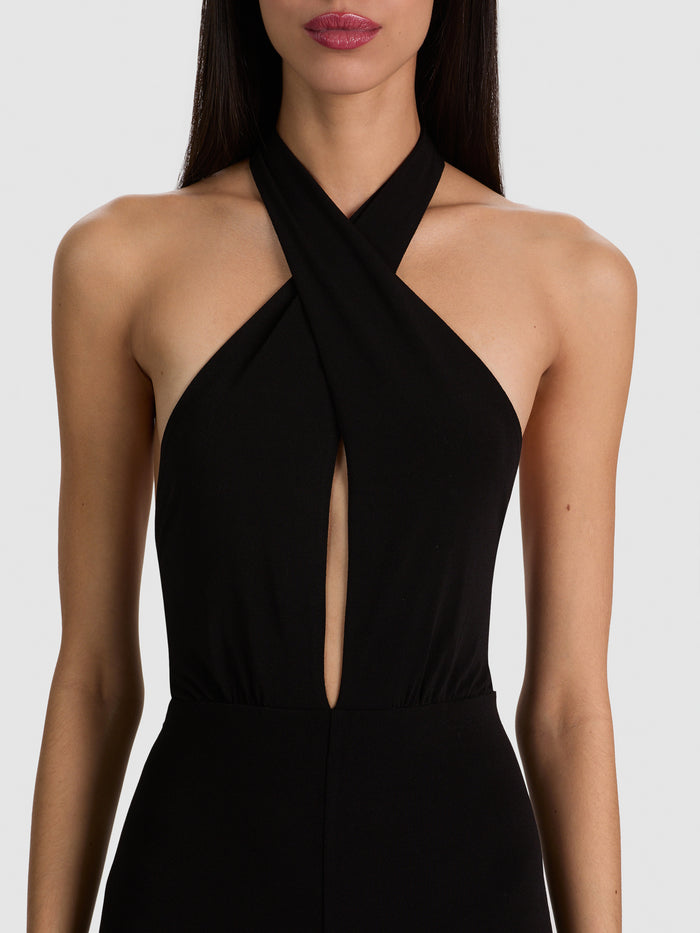 EVELINA HALTER JUMPSUIT - BLACK