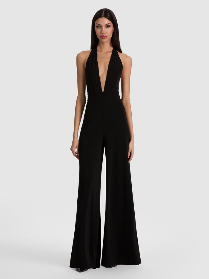 EVELINA HALTER JUMPSUIT - BLACK