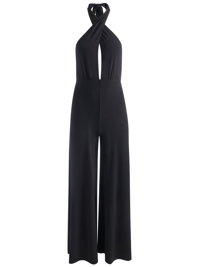 EVELINA HALTER JUMPSUIT - BLACK