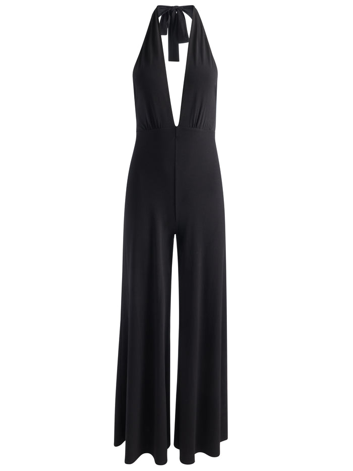 EVELINA HALTER JUMPSUIT - BLACK