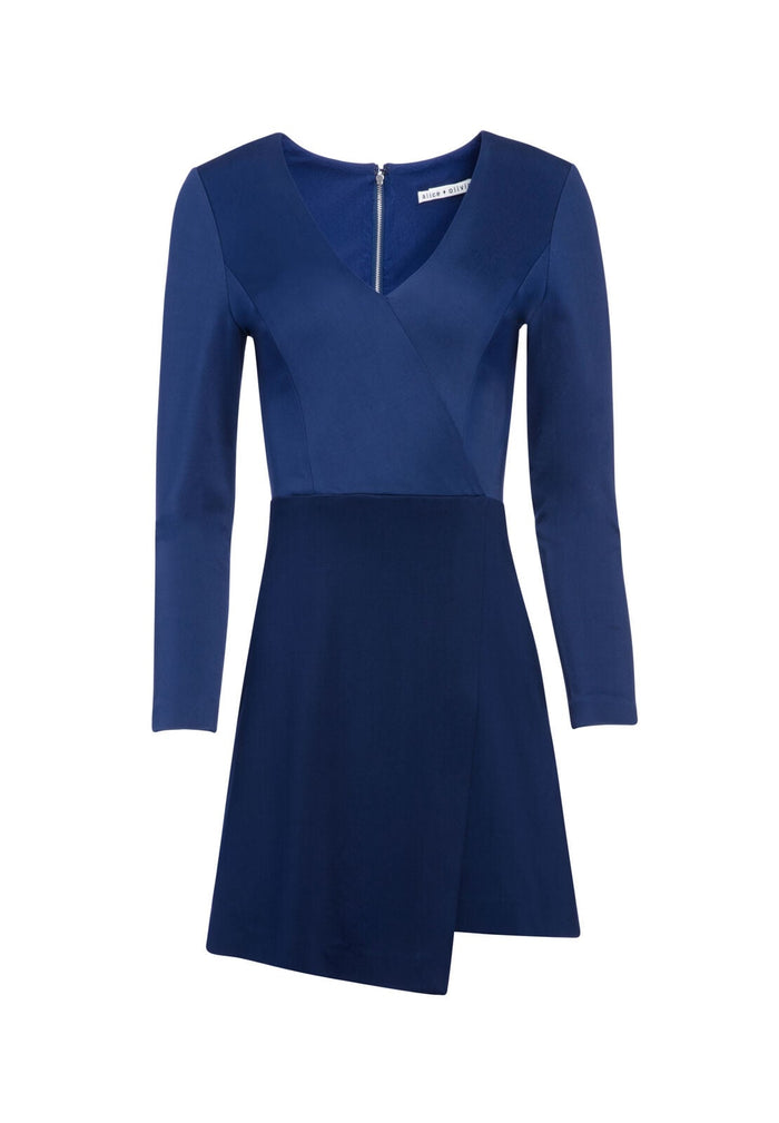 EVETTE V-NECK MINI DRESS - SAPPHIRE