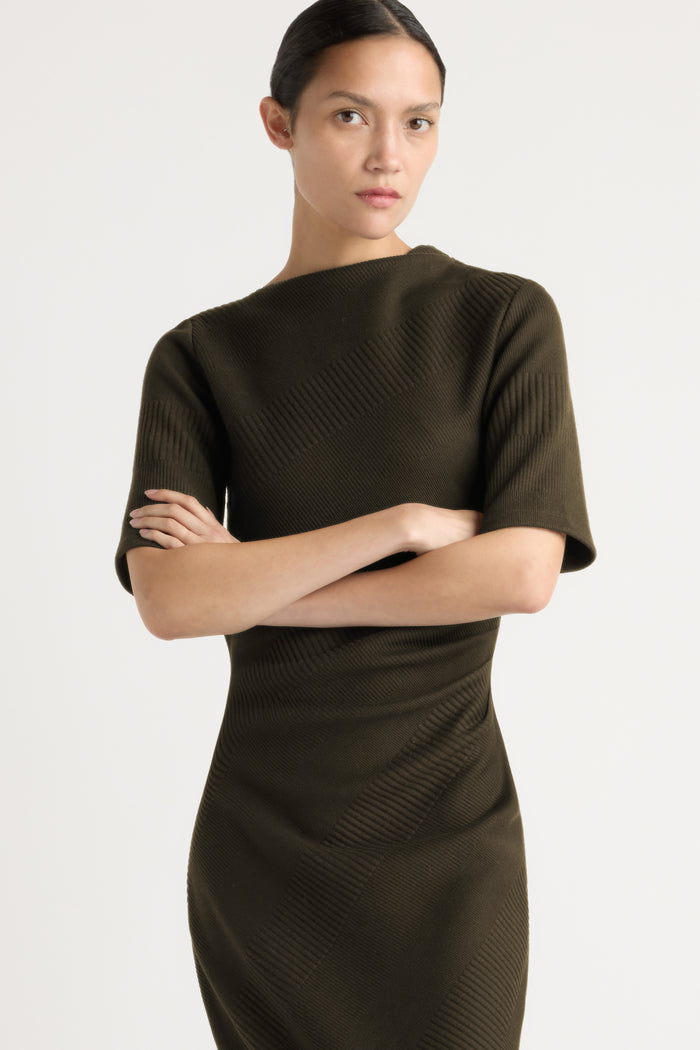 Charlotte | Evie Ribbed-Knit Jersey Dress in Size Small