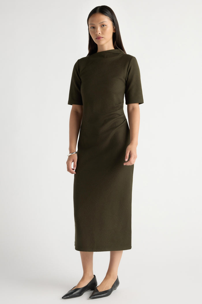 May-Li | Evie Ribbed-Knit Jersey Dress in Size Small