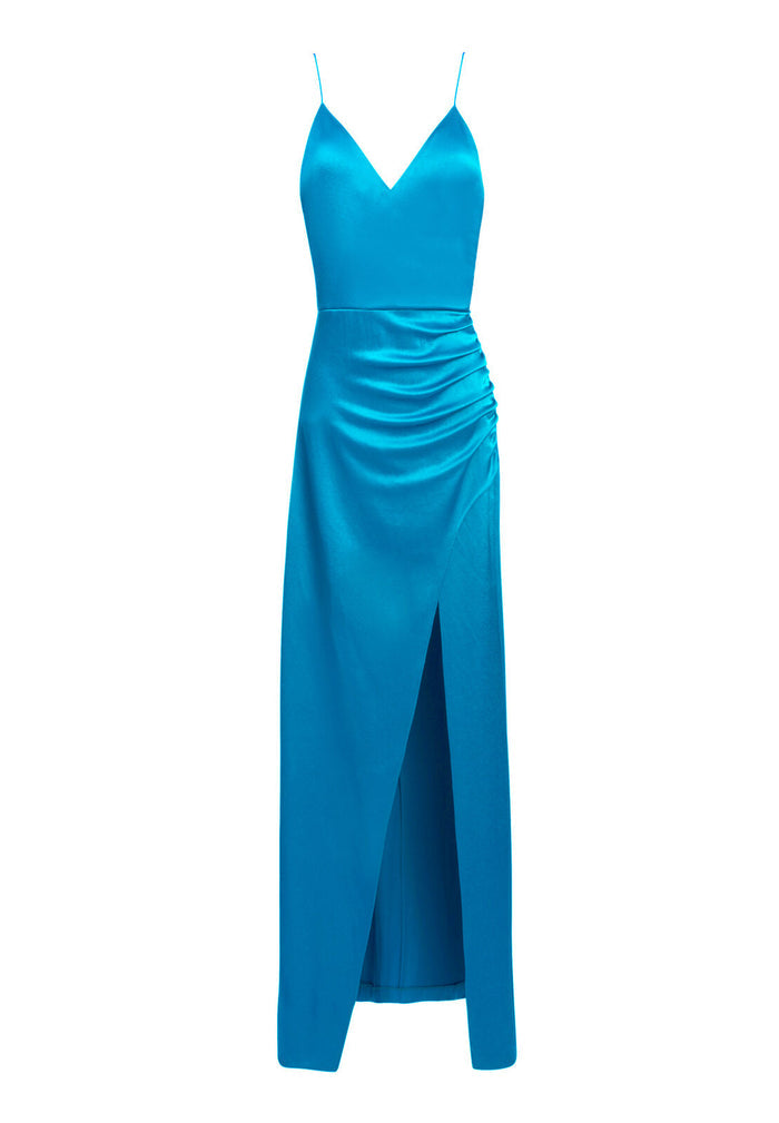 FALLON RUCHED MAXI DRESS - TEAL