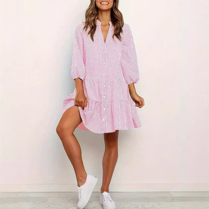 Fashion Simple Loose Plaid Dress