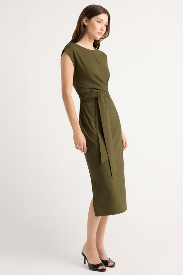 Renée | Fei Organic Cotton Tie-Front Midi Dress in Size Small