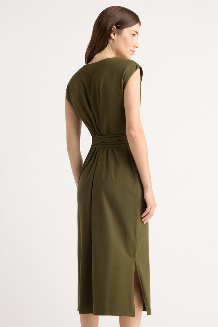 Renée | Fei Organic Cotton Tie-Front Midi Dress in Size Small