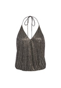FERN METALLIC HALTER TOP - BLACK/GOLD