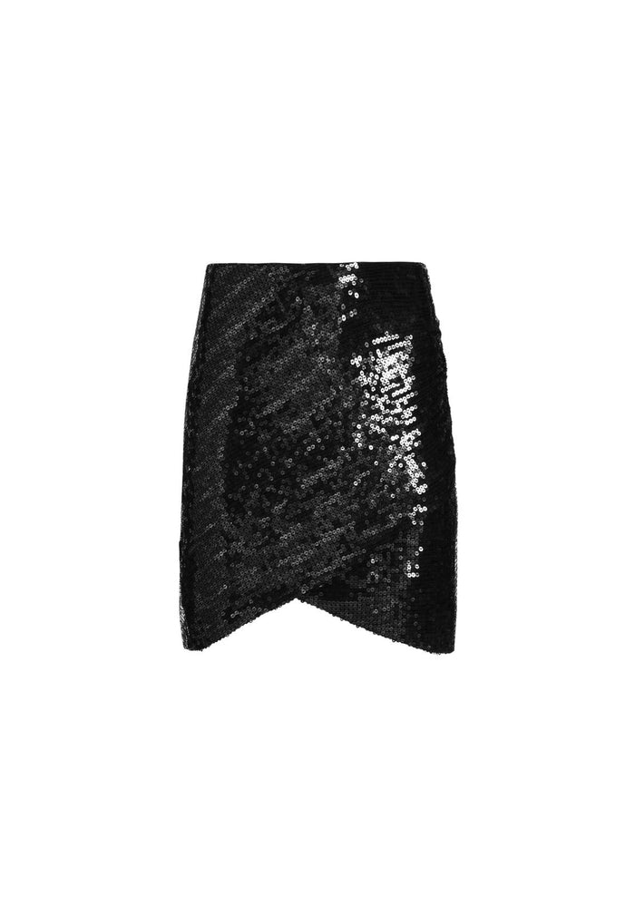 FIDELA SEQUIN MINI SKIRT - BLACK