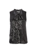 FIFI TIE NK ASYMM DRAPE TANK - SHADOW STRIPE BLACK