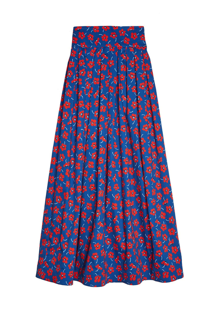 FINA WWB PLTD BALL GOWN SKIRT - FLOATING FLORAL-BLUE QUARTZ