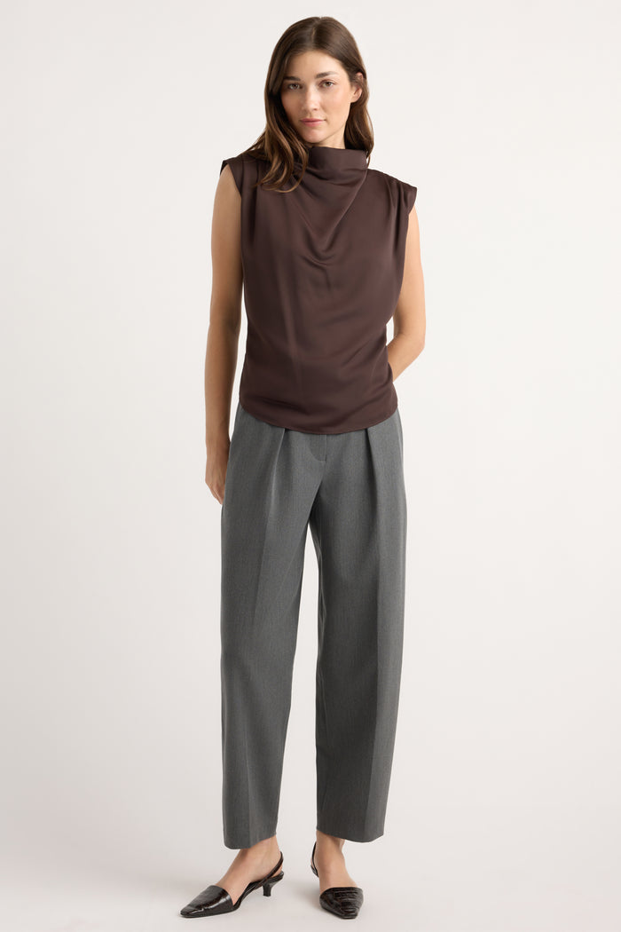 Renée | Francine Pleated Suiting Carrot-Leg Pant in Size Small