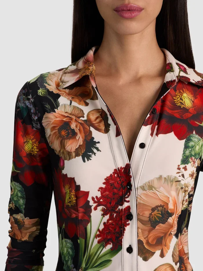 FREYA BUTTON DOWN TOP - FLORAL RADIANCE
